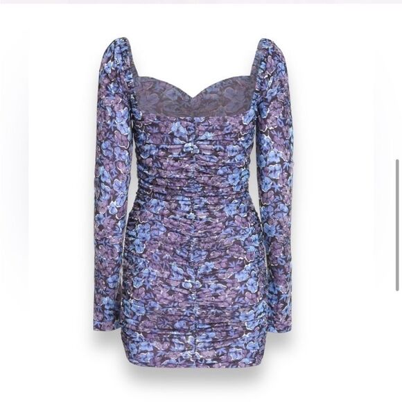ROTATE by Birger Christensen Floral Long Sleeve Ruched Mini Dress Size US 4 - Picture 5 of 12